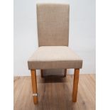 A SET OF 4 MODERN DINING CHAIRS BEIGE FABRIC