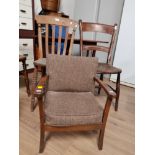 3 ASSORTED VINTAGE CHAIRS INC OAK FRAMED TAPESTRY STUD BACK DOLLS CHAIR ETC