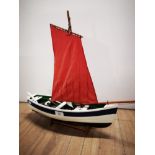 NICE MODEL SAILING BOAT HAND PAINTED