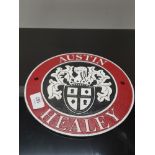 CAST METAL JUSTIN HEALEY SIGN