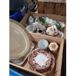 2 BOXES CONTAINING WELLINGTON CHINA RIBSTONE MEAT PLATE ETC