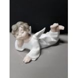 LLADRO FIGURE 4541 ANGEL RECLINING WITH ORIGINAL BOX LENGTH 14CM