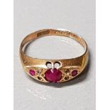 18CT GOLD RUBY AND DIAMOND RING SIZE L 2.1G GROSS WEIGHT