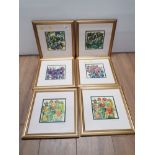 SET OF 6 FRAMED STILL LIFE PRINTS ALL SIGNED BOTTOM RIGHT BY JANE HICKMAN