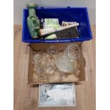 2 BOXES OF MISCELLANEOUS INC GLASS POTTERY AND PORCELAIN ETC