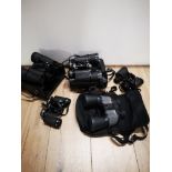 5 PAIRS OF BINOCULARS INCLUDING PRINZ 10X50 PATHESCOPE DE LUXE 10X50 AND SUNAGOR DAY & NIGHT 7X50