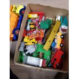 BOX CONTAINING A VARIETY OF DIE CAST VEHICLES INCLUDING MATCHBOX ETC