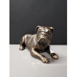 CAST METAL BULL DOG FIGURE LYING DOWN