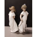 2 NAO BY LLADRO FIGURES GIRLS IN NIGHTWEAR