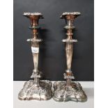 PAIR OF SILVER PLATED 1910 EDWARDIAN CANDLESTICKS