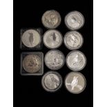 10 SILVER 999 ELIZABETH II AUSTRALIA 1 DOLLAR COINS ALL WITH THE AUSTRALIAN NATIVE BIRD THE