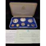 FRANKLIN MINT FIRST NATIONAL COINAGE OF BARBADOS PROOF SET INCLUDES SILVER 10 AND 5 DOLLARS COINS IN