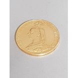 22CT GOLD 1887 JUBILEE FIVE POUND COIN 40G