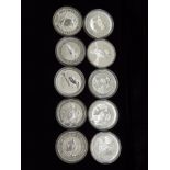 10 SILVER 999 AUSTRALIAN ELIZABETH II 1 DOLLAR COINS ALL WITH THE NATIVE BIRD KOOKABURRA ON ONE SIDE