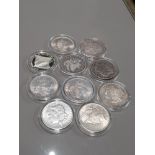 10 SILVER UNITED STATES OF AMERICA 1 DOLLAR COINS DATES RANGING 1878 TO 1923