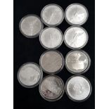 10 SILVER 999 COINS INCLUDES 5 MEXICAN COINS PLUS 5 MISCELLANEOUS COINS SILVER BULLION AND