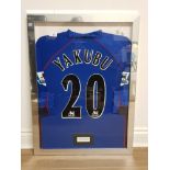 FRAMED MIDDLESBROUGH FC UEFA CUP FINALISTS FOOTBALL SHIRT WORN BY PLAYER YAKUBU DISPLAY COVER