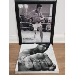FRAMED MUHAMMAD ALI PRINT I'M SO FAST TOGETHER WITH CANVAS PRINT OF ALI AND FAMOUS QUOTE