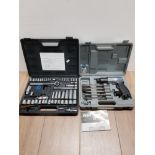 POWER CRAFT 190MM AIR CHISEL KIT AND SOCKET SET BOTH CASED