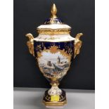 LIMITED EDITION 18 OUT OF 90 HAND PAINTED COALPORT LIDDED TWIN HANDLED URN PAINTED BY MALCOLM