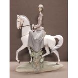 LARGE LLADRO FIGURE 4516 WOMAN ON HORSE IN EXCELLENT CONDITION