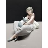 NAO BY LLADRO FIGURE GIRL WITH KITTEN