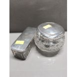 2 HALLMARKED BIRMINGHAM SILVER LIDDED GLASS JARS