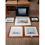 MULTIPLE FRAMED PICTURES OF SHIPS