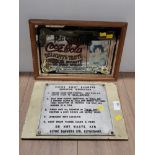 FRAMED COCA COLA ADVERTISING MIRROR AND WALL MOUNTED CLYDE SOOT BLOWERS OPERATING INSTRUCTIONS