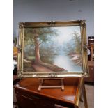 ORIGINAL OIL ON CANVAS OF RIVER SCENE