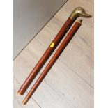 2 SECTION BRASS DUCK HANDLED VINTAGE WALKING STICK