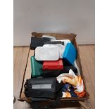 A BOX CONTAINING FISHING TACKLE AND SAMSUNG CAM RECORDER