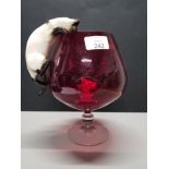 1970'S CAT AND MOUSE BRANDY GLASS