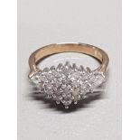 18CT YELLOW GOLD DIAMOND CLUSTER RING APPROXIMATELY .70CTS SIZE P1/2 WEIGHT 4G