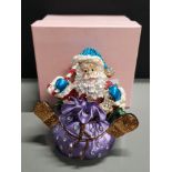 SMALL SANTA CLAUS PAPERWEIGHT ORNAMENT NICELY DECORATED WITH CRYSTALS AND COMES WITH ORIGINAL BOX
