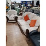 2 TONE TWO SEATER SETTEE AND MATCHING ARMCHAIR