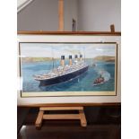 SIGNED PRINT THE TITANIC AT QUEENSTOWN 1912 BY SIMON FISHER