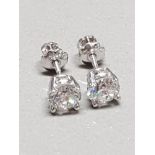 PAIR OF PLATINUM DIAMOND EAR STUDS 1CT TOTAL G VS