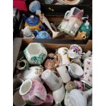 2 BOXES OF ASSORTED WARE INC NOVELTY TEAPOTS ETC