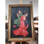 OIL ON BOARD 2 GEISHAS