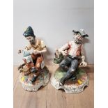 2 ITALIAN CAPODIMONTE FIGURED ORNAMENTS