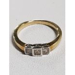 9CT GOLD 3 STONE DIAMOND RING SIZE K 2G