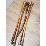 2 BUNDLES OF WOODEN WALKING STICKS