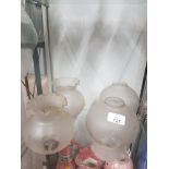 A SET OF 4 GLASS LAMP SHADES
