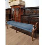 FRENCH EMPIRE STYLE CHAISE CUSIONED IN BLUE VELVET LENGTH CIRCA 1.6METERS