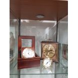 REPRODUCTION MAHOGANY CASED SHIPS CHRONOMETER TOGETHER WITH 2 OTHER CLOCKS