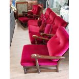 3 PIECE ERCOL CATHEDRAL LOUNGE SUITE WITH UPHOLSTERED RED CUSHIONS