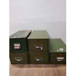 A SET OF 5 VINTAGE "VETERAN SERIES" SINGLE DRAWER INDUSTRIAL METAL FILING DRAWERS