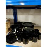 48 PIECES OF ARCOROC FRANCE OCTIME BLACK OCTAGON SET INCLUDES CEREAL BOWLS AND SALAD PLATES