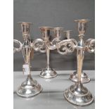 4 SILVER COLOURED CANDELABRAS